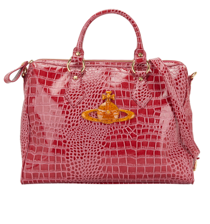 Chancery Delia Tote, &pound;120, Handbags, Pink, Croc Embossed, Front view